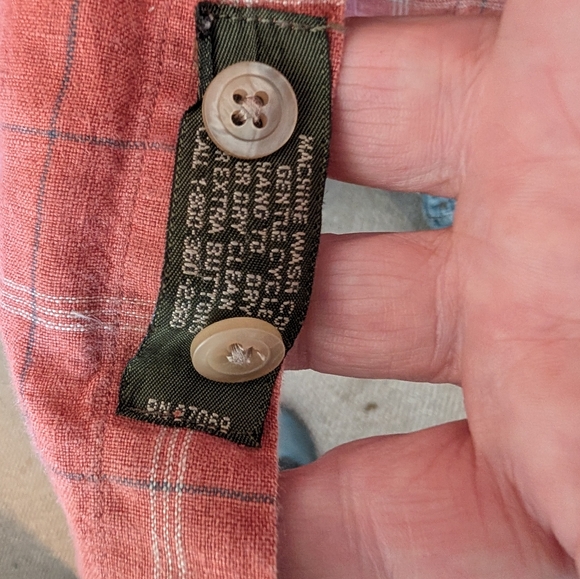 Scott Barber Red Rust Plaid Button Front Shirt 100% Linen Hong Kong - Picture 4 of 7